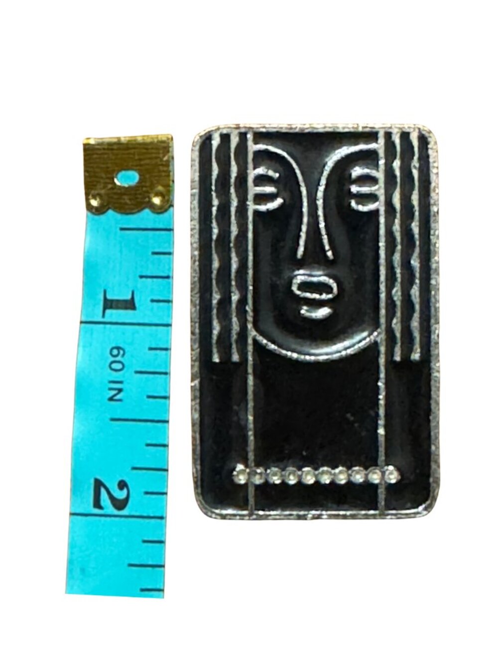 Vintage Charles of the Ritz Revenescence Art Deco Face Enamel Convertible Brooch - Picture 4 of 4